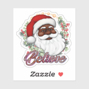 Sticker Noir fort Père Noël Melanin Noël Claus Hommes