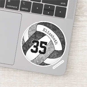 Sticker noir gris filles volleyball avec numéro de joueur