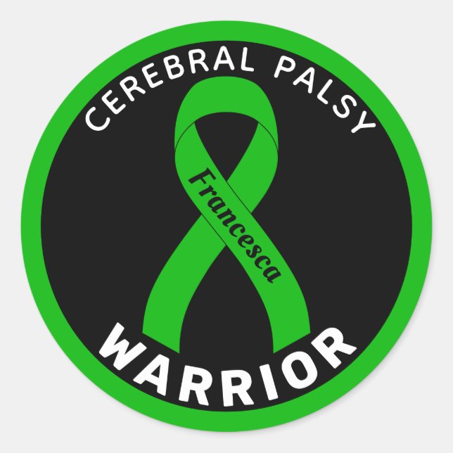 Sticker noir rond Cérébral Palsy Warrior (Devant)