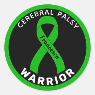 Sticker noir rond Cérébral Palsy Warrior