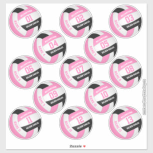 Sticker noir rose 13 joueurs personnalisés noms volleybal