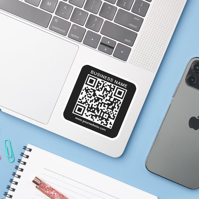Sticker Nom commercial personnalisé Url QR Code Modèle pet (Ordinateur portable avec iPhone)