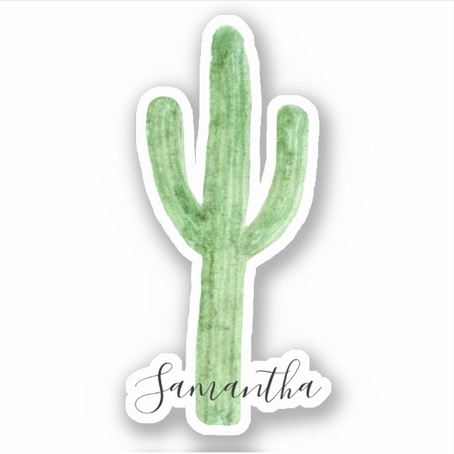 Sticker Nom de cactus aquarelle (Devant)