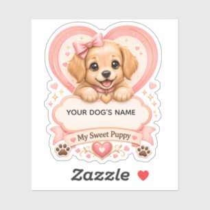 Sticker Nom de chiot Golden Retriever personnalisé Chien m