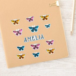 Sticker Nom de la fille Papillon coloré mignon