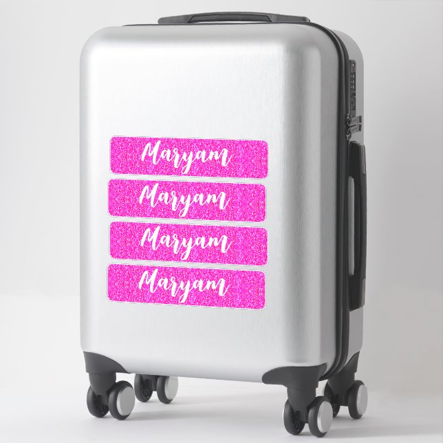 Sticker Nom de la fille rose personnalisée, Cool valise un (Sur valise)