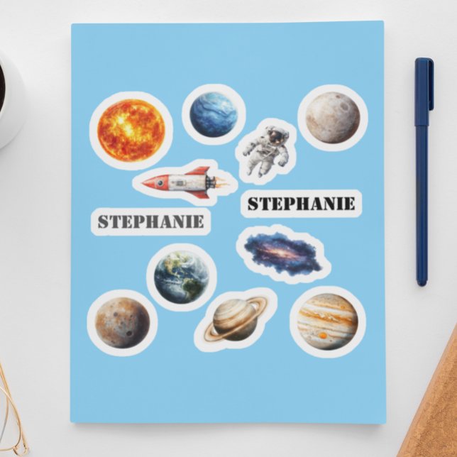 Sticker Nom de la fusée de l'astronaute Planètes spatiales (Créateur téléchargé)