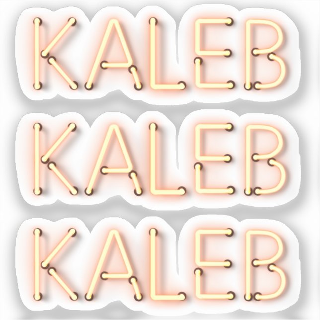 Sticker Nom de la Kaleb dans les lumières brillantes du né (Recto)