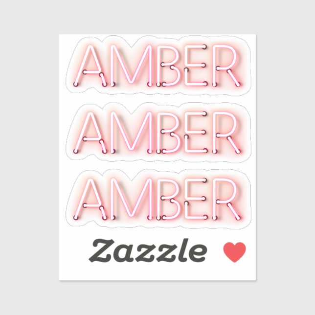 Sticker Nom de l'ambre en néon brillant nouveauté x3 (Feuille)
