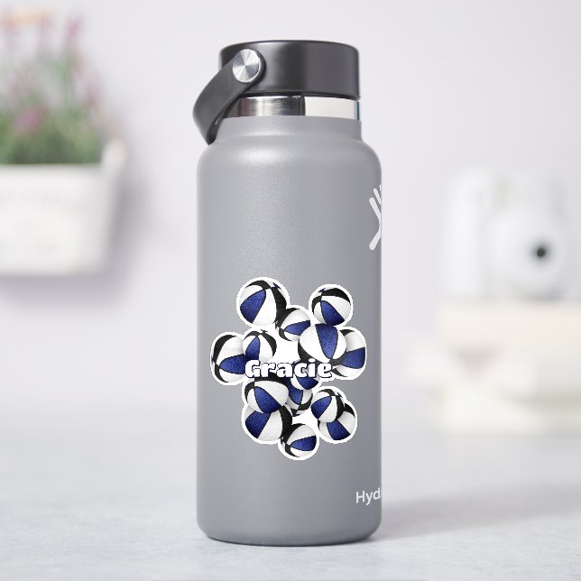 Sticker nom de l'athlète sur la grappe de balles bleu noir (HydroFlask)