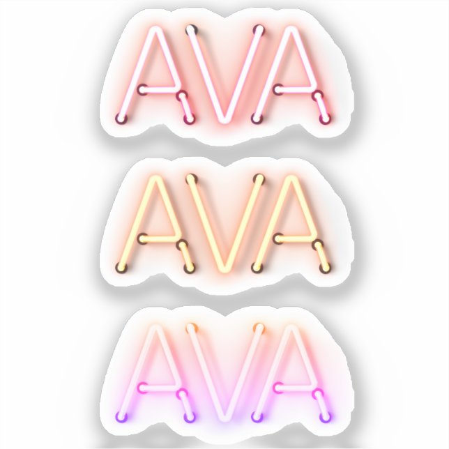Sticker Nom de l'Ava dans les néons lumineux x3 (Recto)