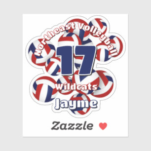 Sticker nom de l'équipe de volley-ball bleu rouge