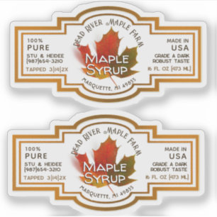 Sticker Nom de l'État Sirop d'érable vinyle étanche avec f