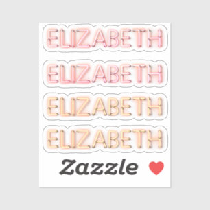 Sticker Nom d'Elizabeth dans lumières de néon brillant x4