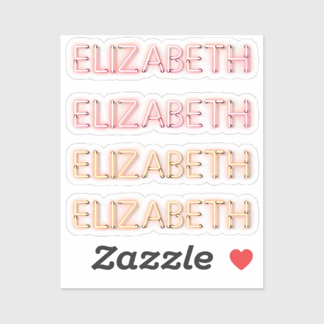 Sticker Nom d'Elizabeth dans lumières de néon brillant x4 (Feuille)