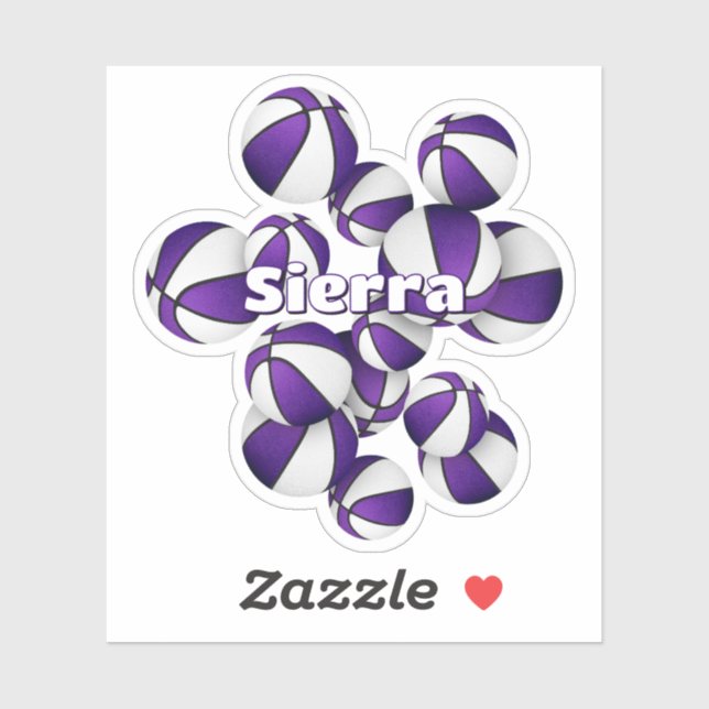 Sticker nom des enfants dans l'équipe violet blanc couleur (Feuille)