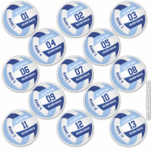 Sticker Nom des joueurs de 13 pièces volleyball bleu blanc