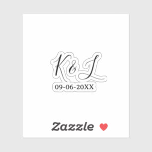 Sticker nom du couple de mariage lettre date fond pastel r