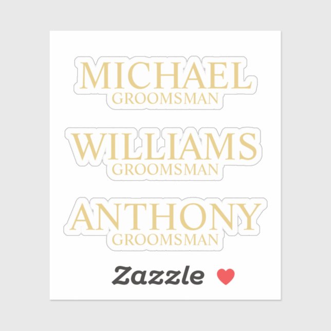 Sticker Nom du Groomsman Personnalisé en Or Moderne (Feuille)