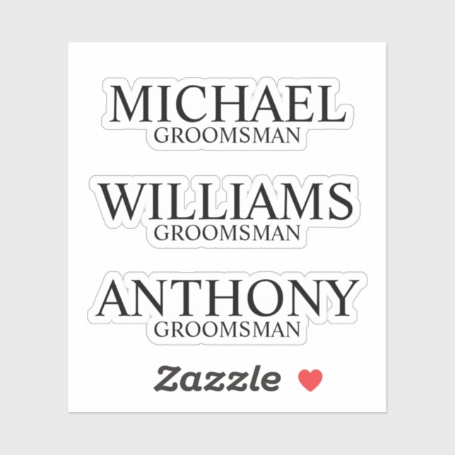 Sticker Nom du Groomsman Personnalisé moderne (Feuille)