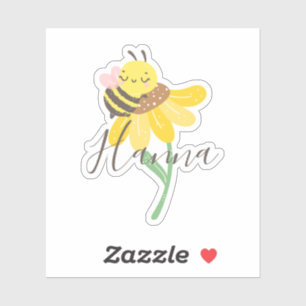 Sticker Nom du script du tournesol et de l'abeille