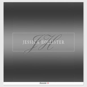 Sticker Nom élégant et Initiales monogrammes Noir et gri