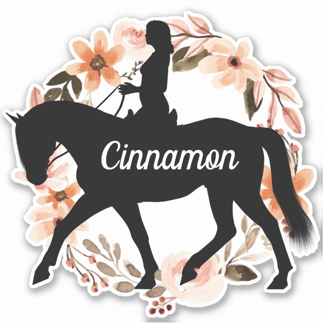 Sticker Nom équestre personnalisé Silhouette de cheval Sti (Devant)