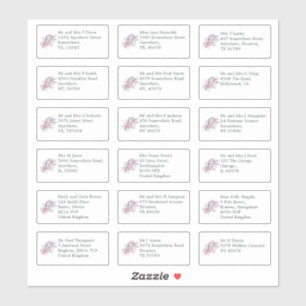 Sticker Nom et adresse individuels Invités du Mariage Flor