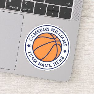 Sticker Nom et équipe de basket-ball bleu étoiles blanc