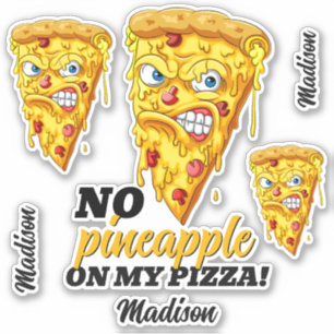 Sticker Nom et ingrédient personnalisés Pizza en colère
