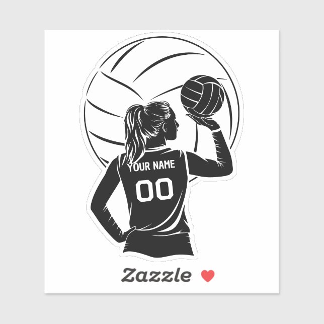 Sticker Nom et numéro personnalisés du joueur de volley-ba (Feuille)