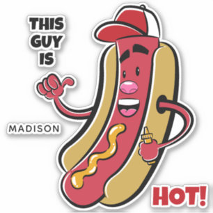 Sticker Nom et texte personnalisés Hot Dog