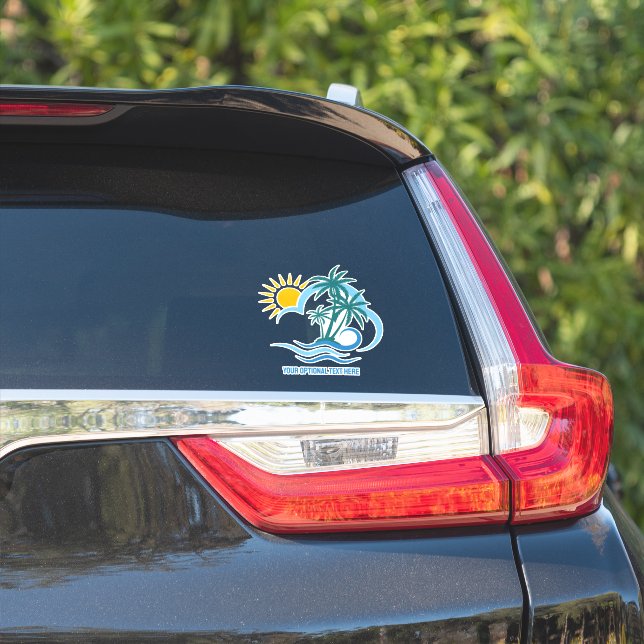 Sticker Nom et texte personnalisés Îles tropicales (Côté voiture)