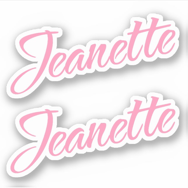 Sticker Nom Jeanette en rose x2 (Devant)