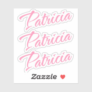 Sticker Nom Patricia en police cursive rose x3
