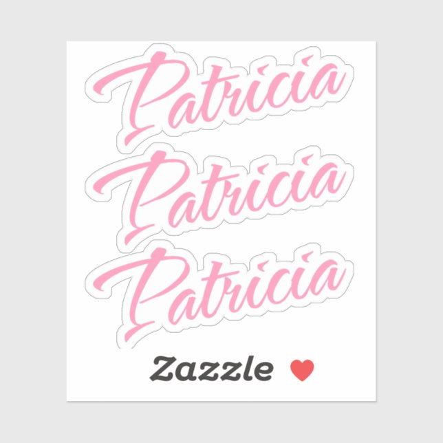 Sticker Nom Patricia en police cursive rose x3 (Feuille)
