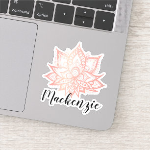 Sticker Nom personnalisé Boho Rose Lotus Flower