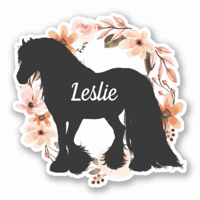 Sticker Nom personnalisé cheval Silhouette Saut équestre (Devant)