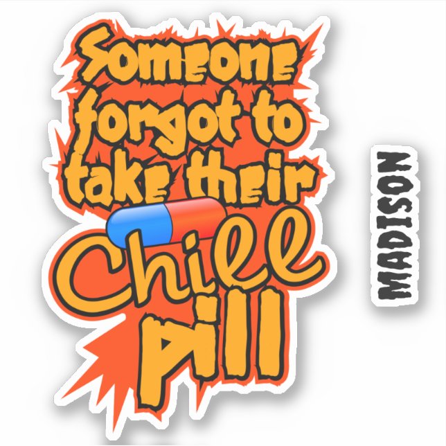 Sticker Nom personnalisé Chill Pill (Devant)