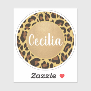 Sticker Nom personnalisé classique Poster de animal Leopa