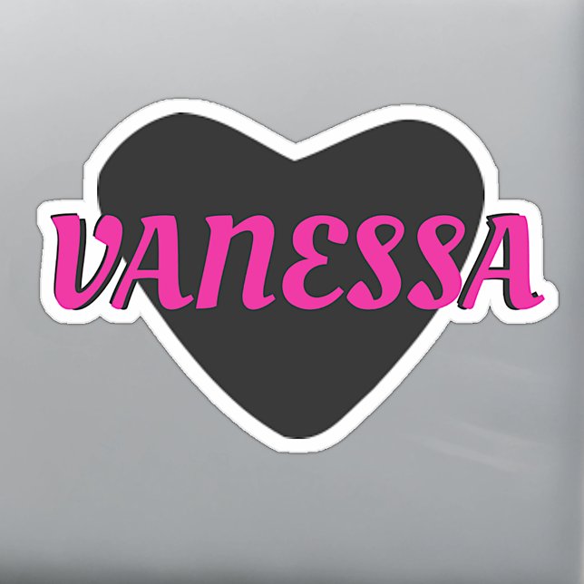 Sticker Nom personnalisé Cœur noir cool avec Texte rose fé (Créateur téléchargé)