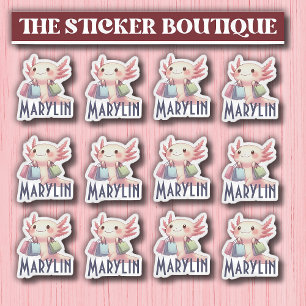 Sticker Nom personnalisé Cute Axolotl Shopping Pack