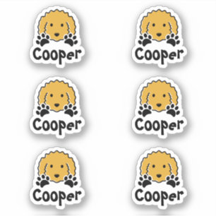 Sticker Nom personnalisé de chien jaune bouclé
