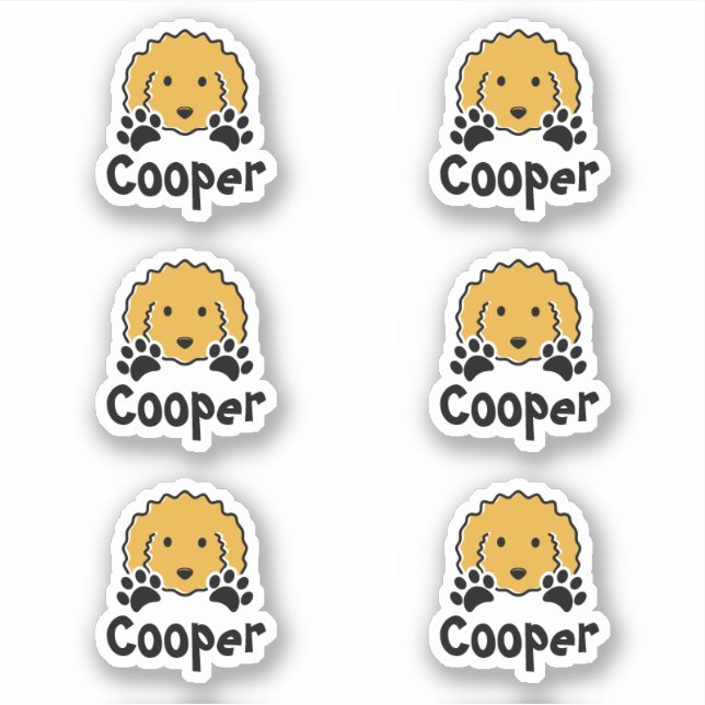 Sticker Nom personnalisé de chien jaune bouclé (Devant)