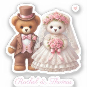 Sticker Nom Personnalisé De La Mariée Teddy Et Du Mariage