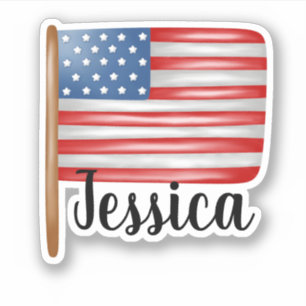 STICKER NOM PERSONNALISÉ DRAPEAU AMÉRICAIN