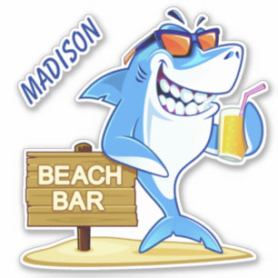 Sticker Nom personnalisé Funny Shark