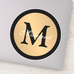 Sticker Nom personnalisé Monogramme Bouton métallique Déco