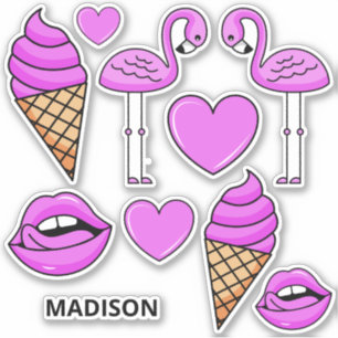 Sticker Nom personnalisé Pink Summer Thèmes