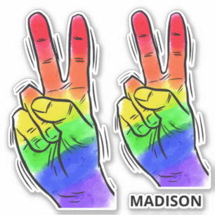 Sticker Nom personnalisé Rainbow Peace